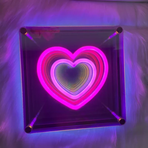 Miroir Infini Coeur Lampe Neon