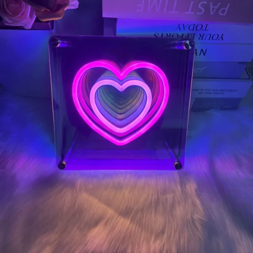Miroir Infini Coeur Lampe Neon