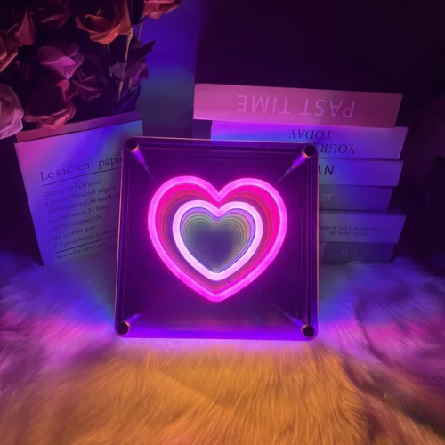 Miroir Infini Coeur Lampe Neon