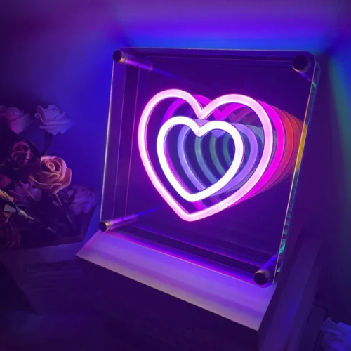 Miroir Infini Coeur Lampe Neon
