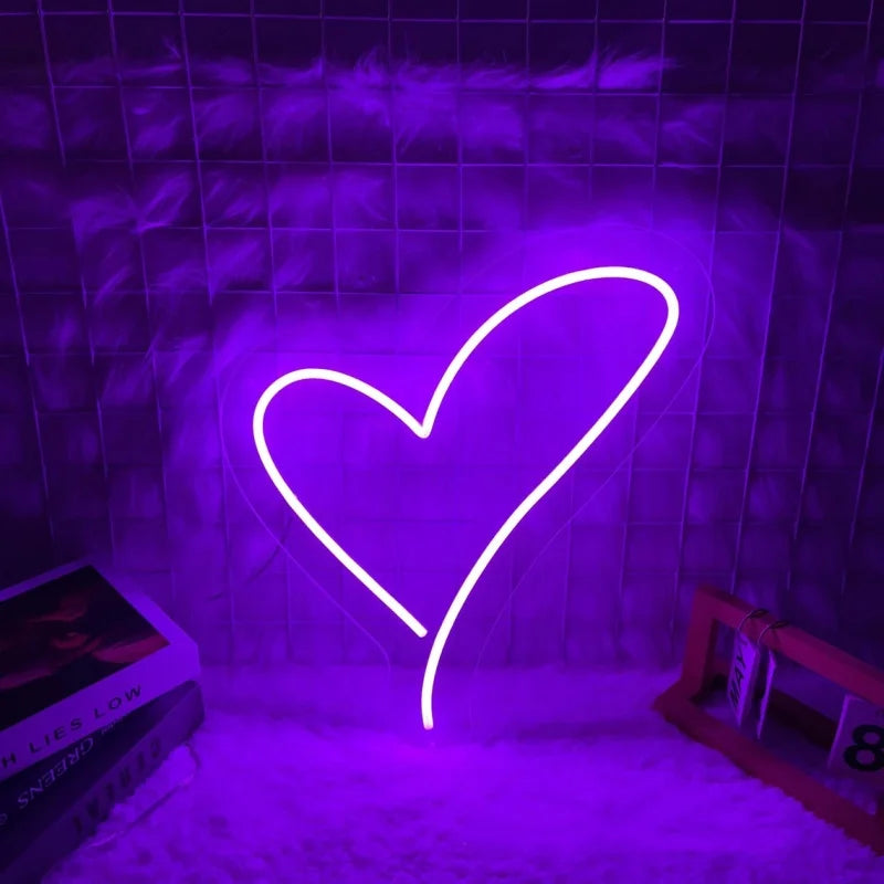 Heart Neon Sign, Led Neon Light, Custom Wedding Party Wall Decor, Bedroom Neon Light, Anniversary Gift, Love Art Neon Sign Lampe Neon