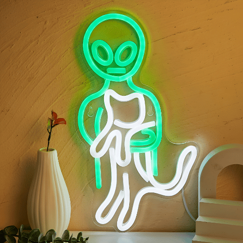 Neon Alien Chat Lampe Neon