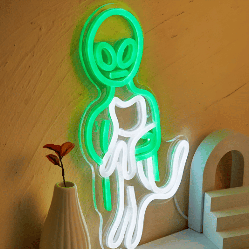 Neon Alien Chat Lampe Neon
