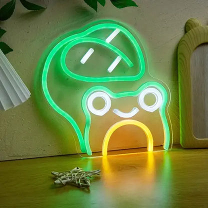 Neon Grenouille Feuille Lampe Neon