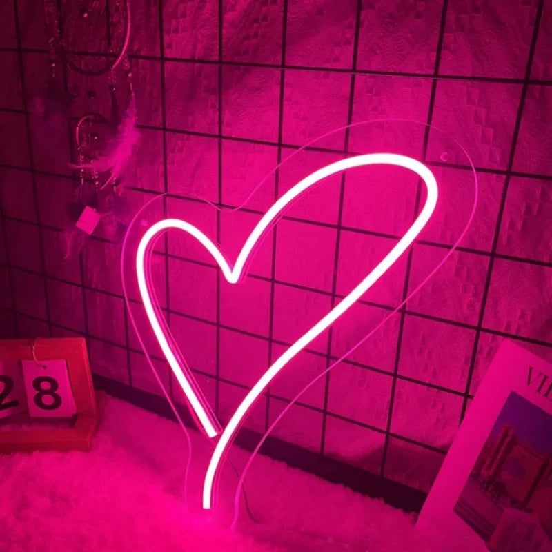 Heart Neon Sign, Led Neon Light, Custom Wedding Party Wall Decor, Bedroom Neon Light, Anniversary Gift, Love Art Neon Sign Lampe Neon