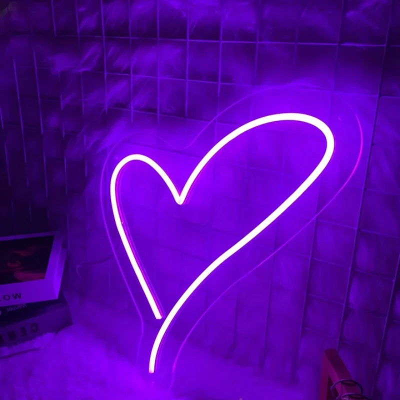 Heart Neon Sign, Led Neon Light, Custom Wedding Party Wall Decor, Bedroom Neon Light, Anniversary Gift, Love Art Neon Sign Lampe Neon