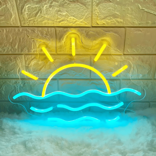 Neon Soleil Vagues Lampe Neon