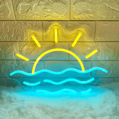 Neon Soleil Vagues Lampe Neon