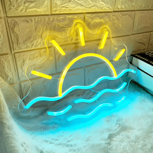 Neon Soleil Vagues Lampe Neon